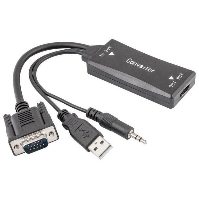 Adaptador VGA macho+3,5mm / HDMI Fêmea - Preto-Fichas e cabos-Equip-Music Stage