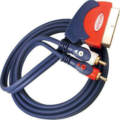 Cabo Scart Macho / 2xRCA Macho 1,5mt - Dourada-Fichas e cabos-Vitecom-Music Stage