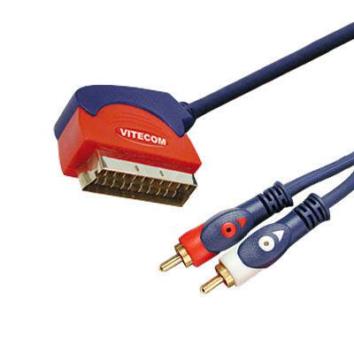 Cabo Scart Macho / 2xRCA Macho 1,5mt - Dourada-Fichas e cabos-Vitecom-Music Stage