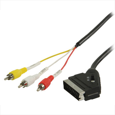 Cabo Scart Macho / 3xRCA Macho (AV Out/IN) c/Interruptor 1mt-Cabos-SMI-Music Stage