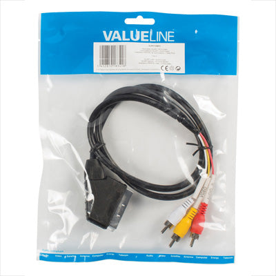 Cabo Scart Macho / 3xRCA Macho (AV Out/IN) c/Interruptor 2mt-Cabos-MP-Music Stage