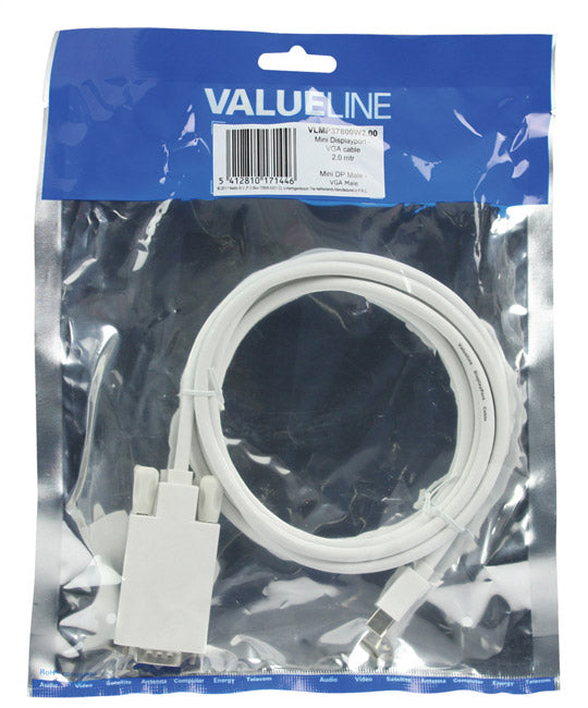 Cabo Mini DisplayPort Macho / VGA Macho 2mt-Cabos-Valueline-Music Stage