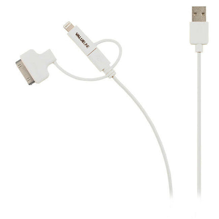 Cabo USB "A" Macho / Apple Lightning+Micro USB"B"+30Pin-1mt-Fichas e cabos-Valueline-Music Stage