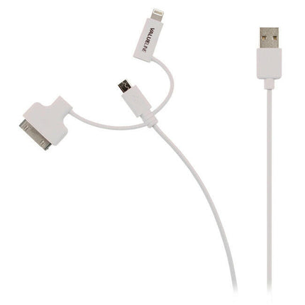 Cabo USB "A" Macho / Apple Lightning+Micro USB"B"+30Pin-1mt-Fichas e cabos-Valueline-Music Stage