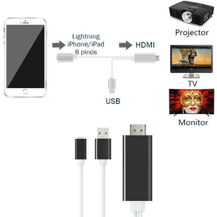 Adaptador Apple Lightning Macho+(USB Macho)/HDMI Macho-1,2mt-Fichas e cabos-SMI-Music Stage