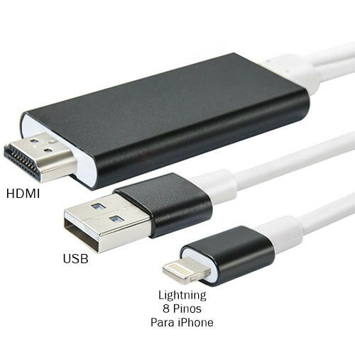 Adaptador Apple Lightning Macho+(USB Macho)/HDMI Macho-1,2mt-Fichas e cabos-SMI-Music Stage