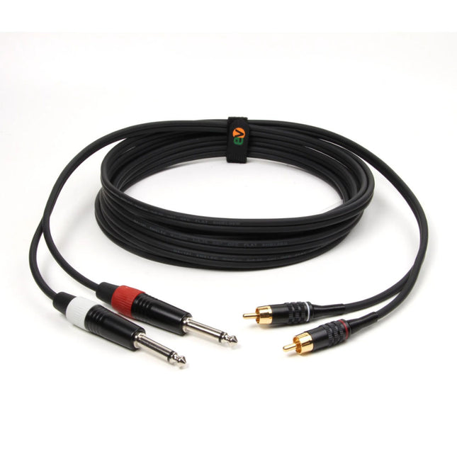 Cabo 2x RCA Macho / 2x 6,35 Macho Mono 3m