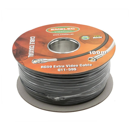 Cabo Coaxial RG59 Ø6,15mm Preto 500mt-Fichas e cabos-Emelec-Music Stage