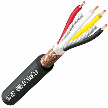 Cabo Audio Ø6mm 4 Cond.+ Malha Preto 100mt - Bobine-Fichas e cabos-Emelec-Music Stage