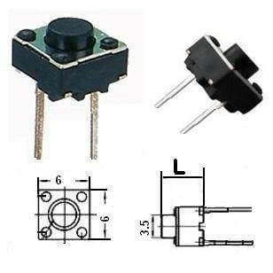 Pulsador DC 6mm - 2 Pin-Componentes eletronicos-SMI-Music Stage