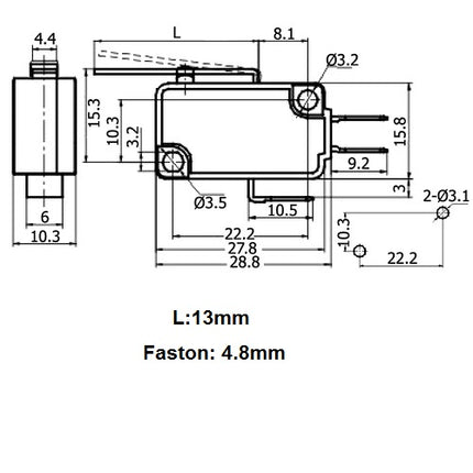 Interruptor SPDT3P 2 Posições ON/ON 10A - 230V - 13mm-Componentes eletronicos-SMI-Music Stage