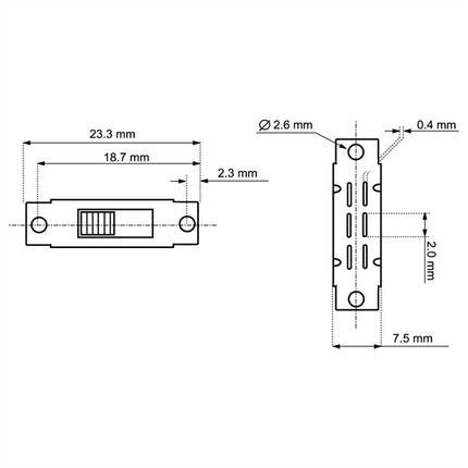 Interruptor Deslizante Mini - 2 Posições - 6 Pinos-Componentes eletronicos-SMI-Music Stage
