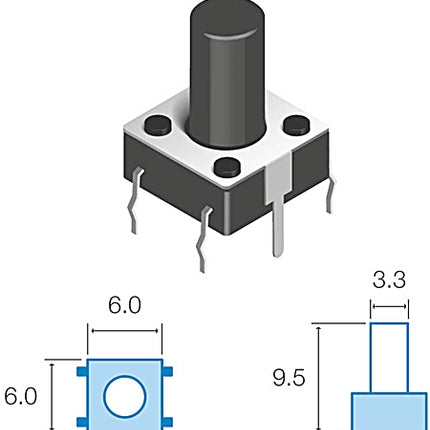 Pulsador DC 9,5mm - 12V - 50mA
