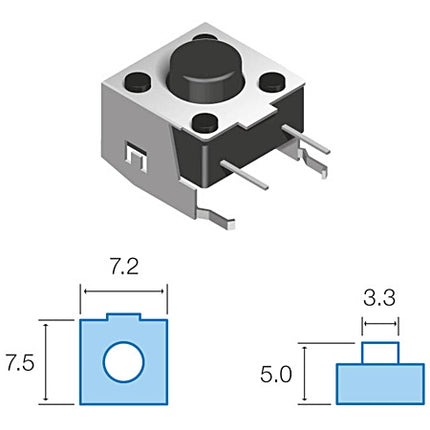 Pulsador DC 5mm - 12V - 50mA