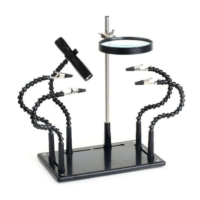 Suporte para Soldar c/ 4 Braços e Lupa c/ LED-Soldadura-PCEnergy-Music Stage