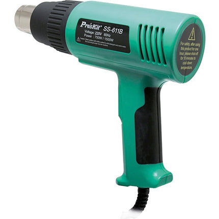 Pistola de Ar Quente 1500W c/ Mala e Acessórios-Apoio tacnicobricol-ProsKit-Music Stage