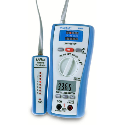 Multímetro Digital c/ Testador Rede RJ45 - 600V AC/DC 20Mohm-Instrumentacao-PeakTech-Music Stage