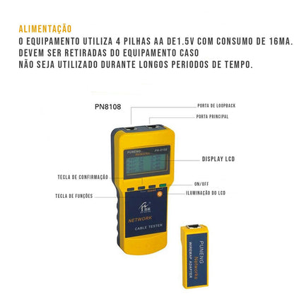 Testador de Cabos Rede RJ45 c/ Medidor de Comprimento-Instrumentacao-SMI-Music Stage
