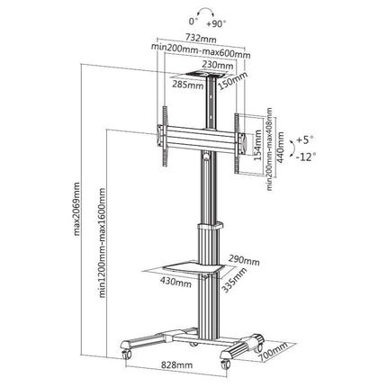 Suporte LCD/LED 32-70" Chão Vesa 600x400-Tv audio e video-Equip-Music Stage