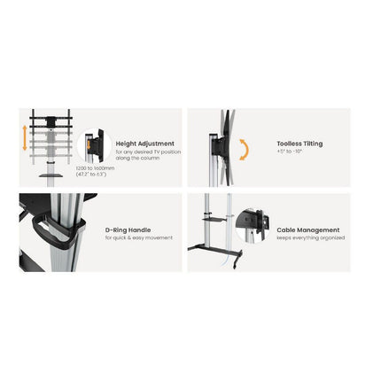 Suporte LCD/LED 37-86" Chão c/ Rodas Vesa 600-Tv audio e video-Equip-Music Stage