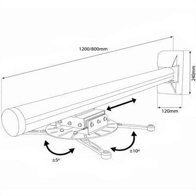 Suporte Projector Parede c/ Braço de 80 a 120cm - 10Kg-Tv audio video-SMI-Music Stage