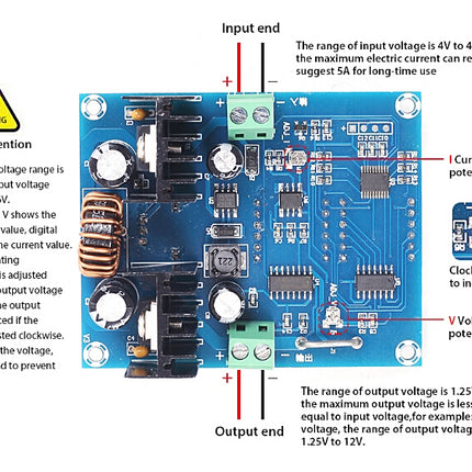 Módulo Regulador Digital Corrente e Tensão - 12/24VDC - 8A-Robotica e prototipagem-Funduino-Music Stage