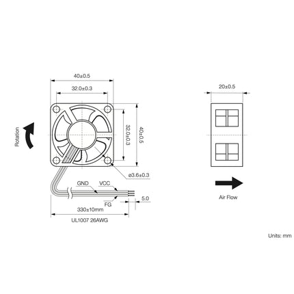 Ventilador DC12V - 40x40x20mm (3 Fios)-Componentes eletronicos-Luft-Music Stage