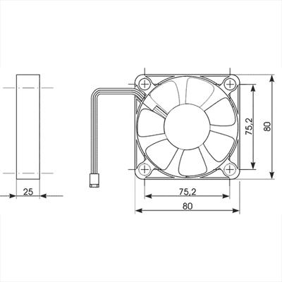 Ventilador DC12V - 70x70x25mm - 3 Fios-Componentes eletronicos-Luft-Music Stage
