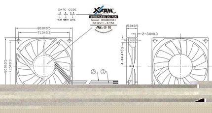 Ventilador DC12V - 80x80x15mm - 2 Fios-Componentes eletronicos-XFAN-Music Stage