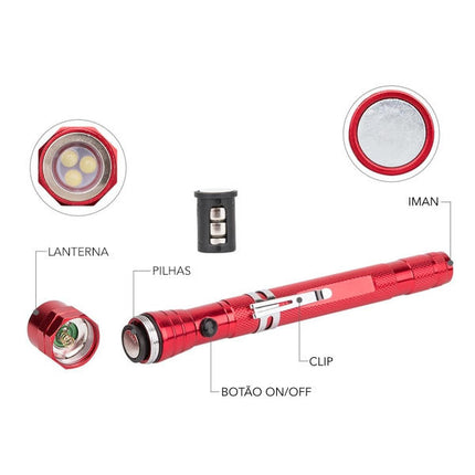 Lanterna LED 3 Leds Telescópica 2W Vermelha-Iluminacao e led-SMI-Music Stage