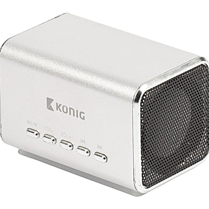 Coluna Portátil c/ MP3 (MicroSD) - Prateada-Som e luz-Konig-Music Stage