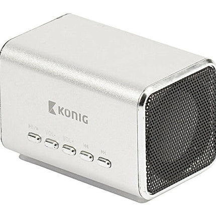 Coluna Portátil c/ MP3 (MicroSD) - Prateada-Som e luz-Konig-Music Stage