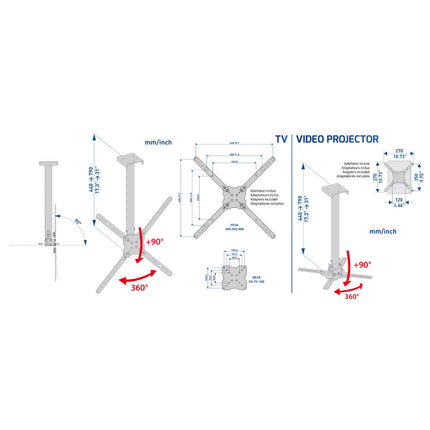 Suporte LCD/LED 14-65" Tecto 360º Vesa máx 400 -Branco 400CE-Tv audio e video-Meliconi-Music Stage