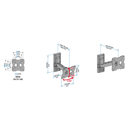 Suporte LCD/LED 14-25" 2 Articul Vesa 50-75-100 ER100-Tv audio e video-Meliconi-Music Stage