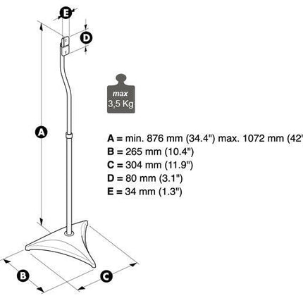Suporte Colunas Chão HT PLUS - Par - Prata-Tv audio video-Meliconi-Music Stage