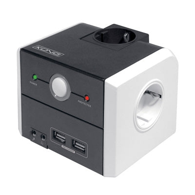 Cubo Extensor de Ligações p/ PC 220V Microfone+Auscult+USB-Informatica e Multimedia-Konig-Music Stage