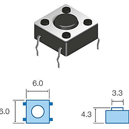 Pulsador DC 12V - 50mA - L:4,3-Componentes eletronicos-SMI-Music Stage