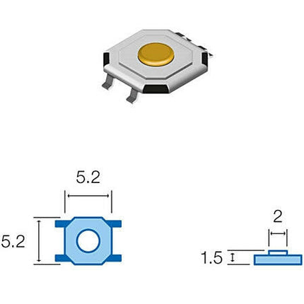 Pulsador DC 4Pin 1,5x5,2x5,2mm - 12V - 50mA-Componentes eletronicos-SMI-Music Stage