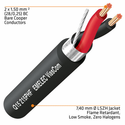 Cabo Coluna 2x1,5mm² Redondo FRLSZH 500mt Cobre