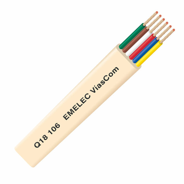 Cabo telefónico branco com fios coloridos