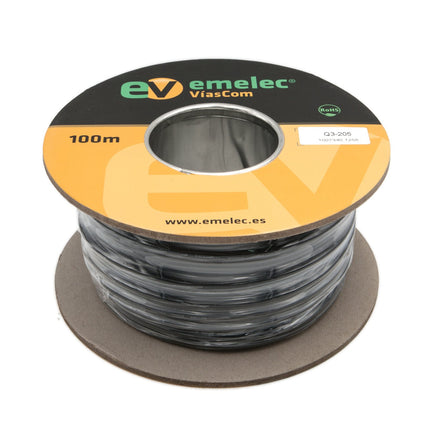 Cabo Microfone Ø3,60mm 2 Cond.+ Malha Preto 100m