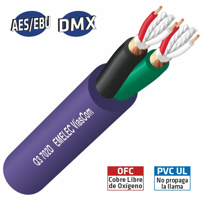 Cabo Digital Multipar AES/EBU e DMX 100 metros