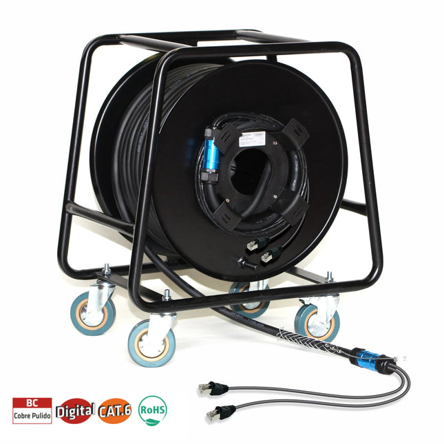 Cabo 2xCAT6 SF/UTP RJ45 c/ Enrolador - 60m