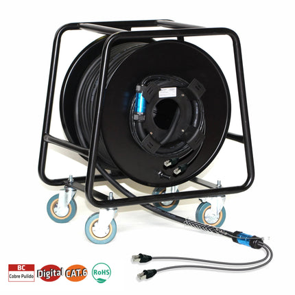 Cabo 2xCAT6 SF/UTP RJ45 c/ Enrolador - 80m