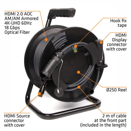 Cabo HDMI Macho / Macho c/ Enrolador 50mt - AOC ARMORED