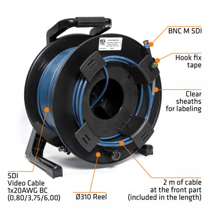 Cabo Vídeo SDI 4K-UHD 100mt c/ Enrolador Ø285mm
