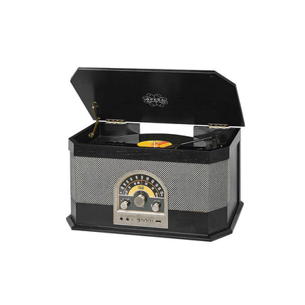 Gira-Discos Vintage c/ USB/AUX/FM - TT 1040 - Preto-Pequenos Domesticos-Trevi-Music Stage
