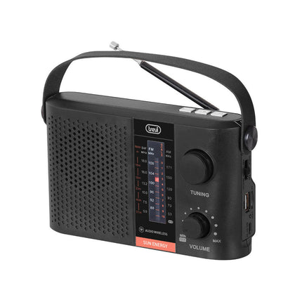 Rádio Solar AM/FM Portátil c/ BT/USB/SD - RA 7F25 - Preto-Pequenos Domesticos-Trevi-Music Stage