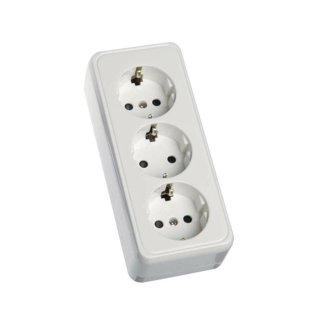 Tomada Eléctrica 3 Vias Schuko Branca-Electricidade-SMI-Music Stage