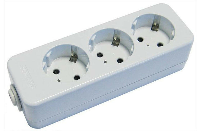 Tomada Eléctrica 3 Vias Schuko Branca p/ Cabo-Tomadas-Krang-Music Stage